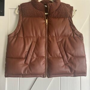 Brown Cropped Puffer Vest